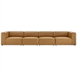 Maklaine Contemporary 4-Piece Faux Leather Sectional Sofa in Tan