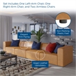 Maklaine Contemporary 4-Piece Faux Leather Sectional Sofa in Tan