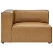 Maklaine Modern Faux Leather Sofa Set with 2 Ottomans in Tan
