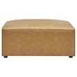 Maklaine Modern Faux Leather Sofa Set with 2 Ottomans in Tan