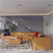 Maklaine Modern Faux Leather Sectional Sofa Set with Ottoman in Tan