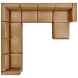 Maklaine Modern Faux Leather Sectional Sofa Set with Ottoman in Tan
