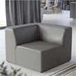 Maklaine Contemporary Faux Leather Corner Chair in Gray Finish