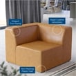 Maklaine Contemporary Faux Leather Corner Chair in Tan Finish