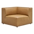 Maklaine Contemporary Faux Leather Corner Chair in Tan Finish