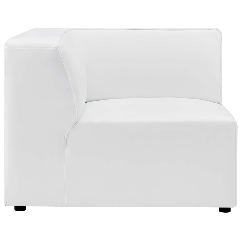 Maklaine Contemporary Faux Leather Corner Chair in White Finish