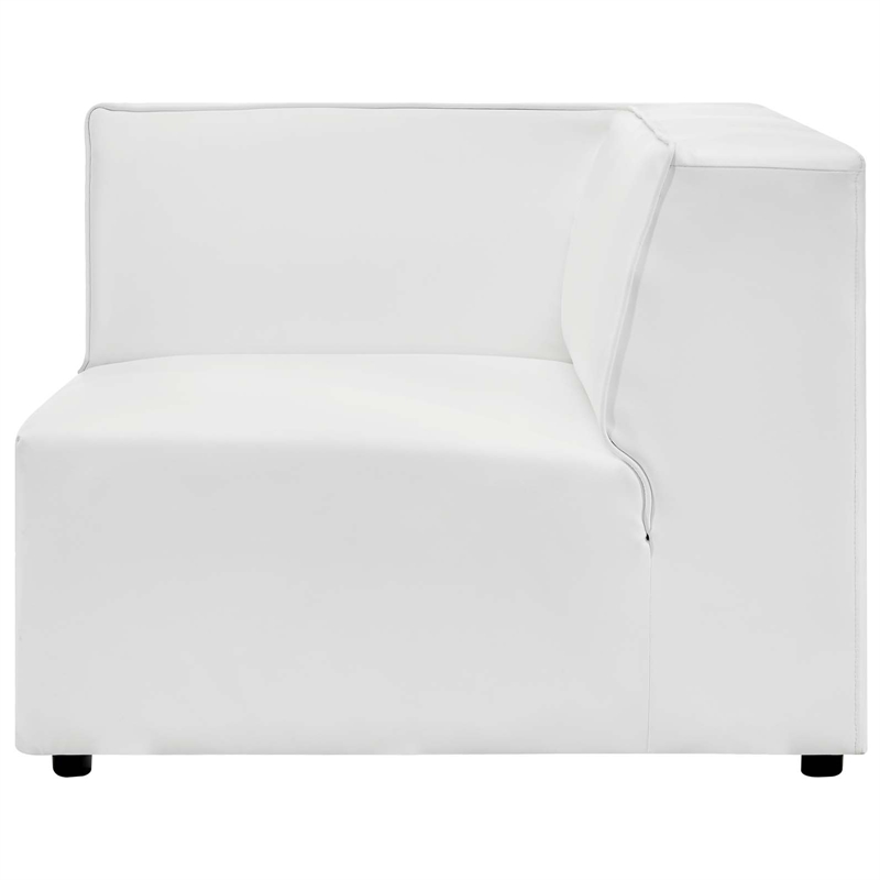 Maklaine Contemporary Faux Leather Corner Chair in White Finish