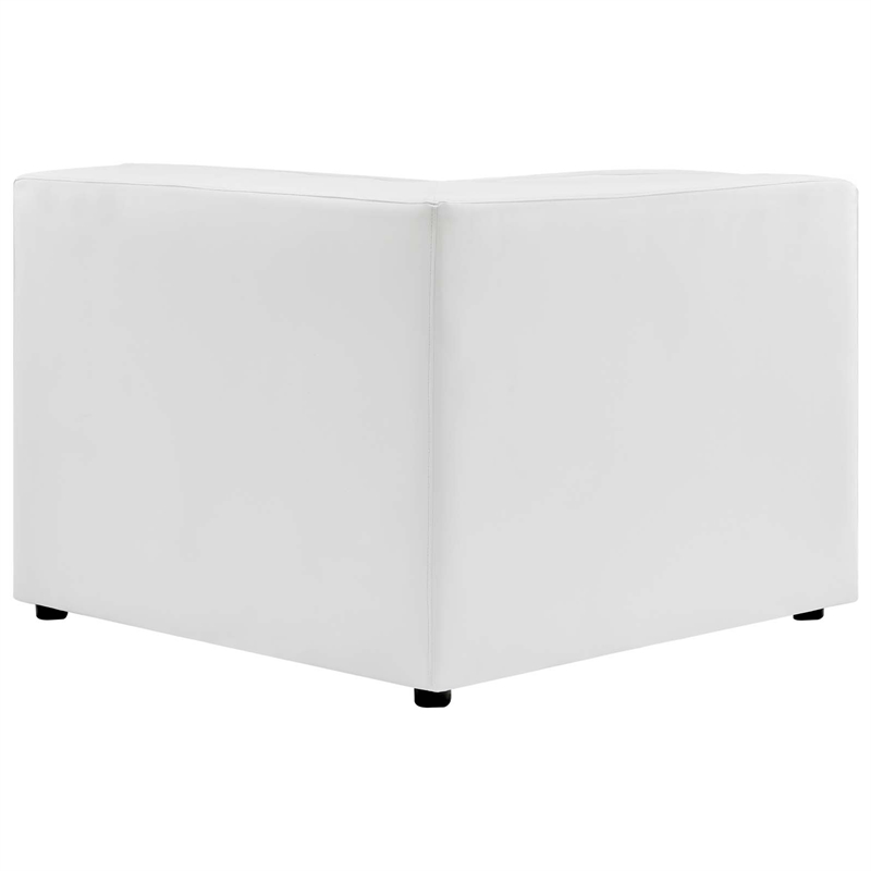 Maklaine Contemporary Faux Leather Corner Chair in White Finish