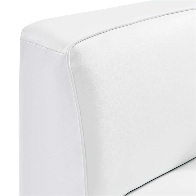 Maklaine Contemporary Faux Leather Corner Chair in White Finish