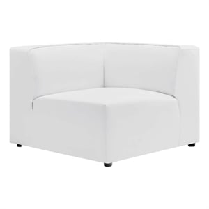 Maklaine Contemporary Faux Leather Corner Chair in White Finish