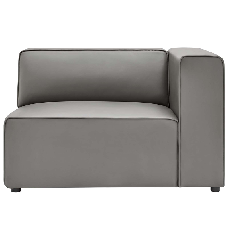 Maklaine Contemporary Faux Leather Right-Arm Chair in Gray Finish