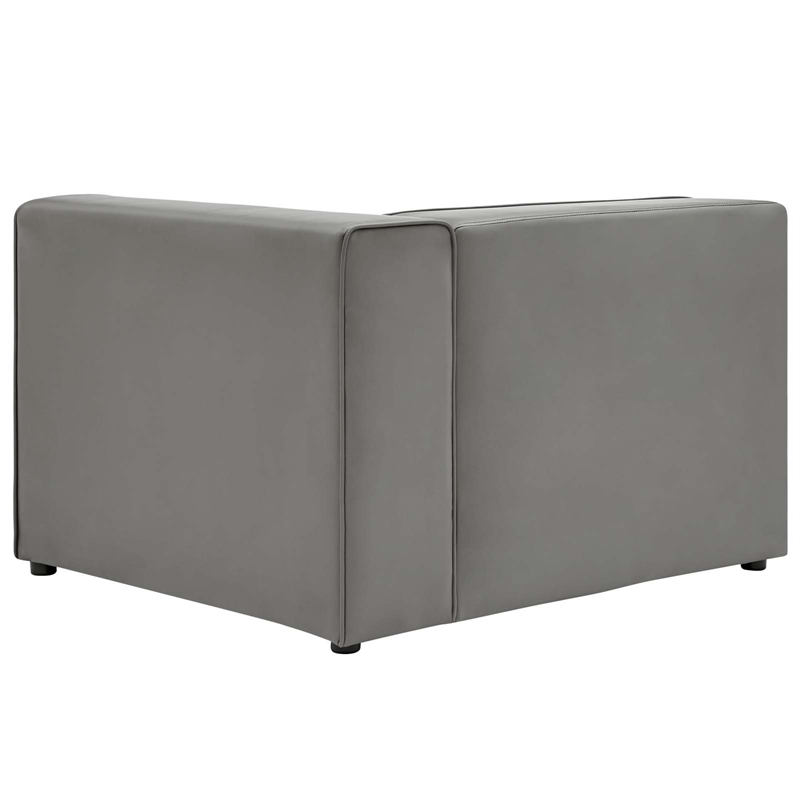 Maklaine Contemporary Faux Leather Right-Arm Chair in Gray Finish