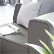Maklaine Contemporary Faux Leather Right-Arm Chair in Gray Finish