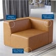 Maklaine Contemporary Faux Leather Right-Arm Chair in Tan Finish