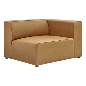 Maklaine Contemporary Faux Leather Right-Arm Chair in Tan Finish