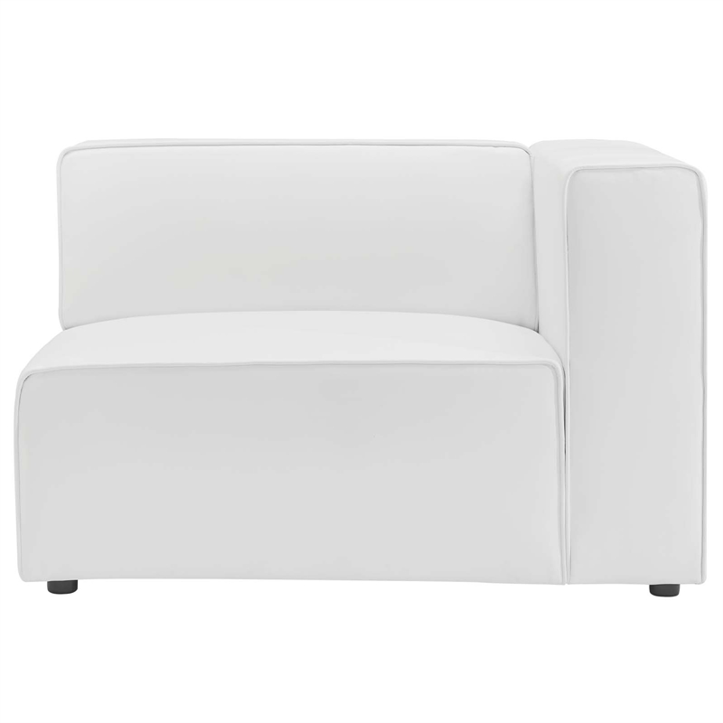 Maklaine Modern Faux Leather Right-Arm Chair in White Finish