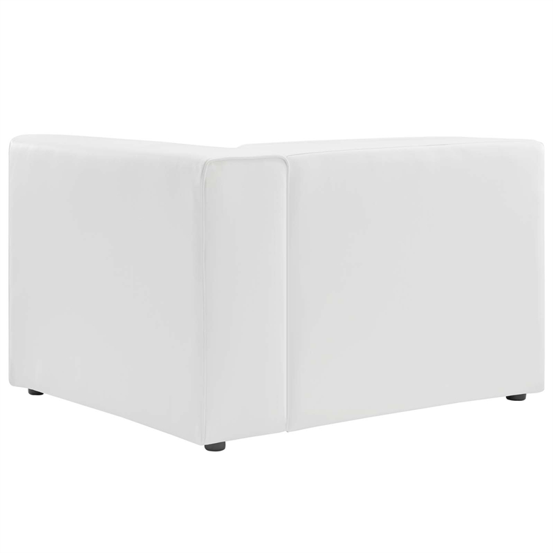 Maklaine Modern Faux Leather Right-Arm Chair in White Finish