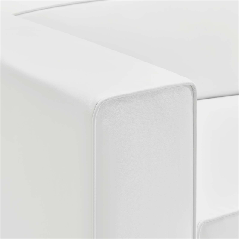 Maklaine Modern Faux Leather Right-Arm Chair in White Finish