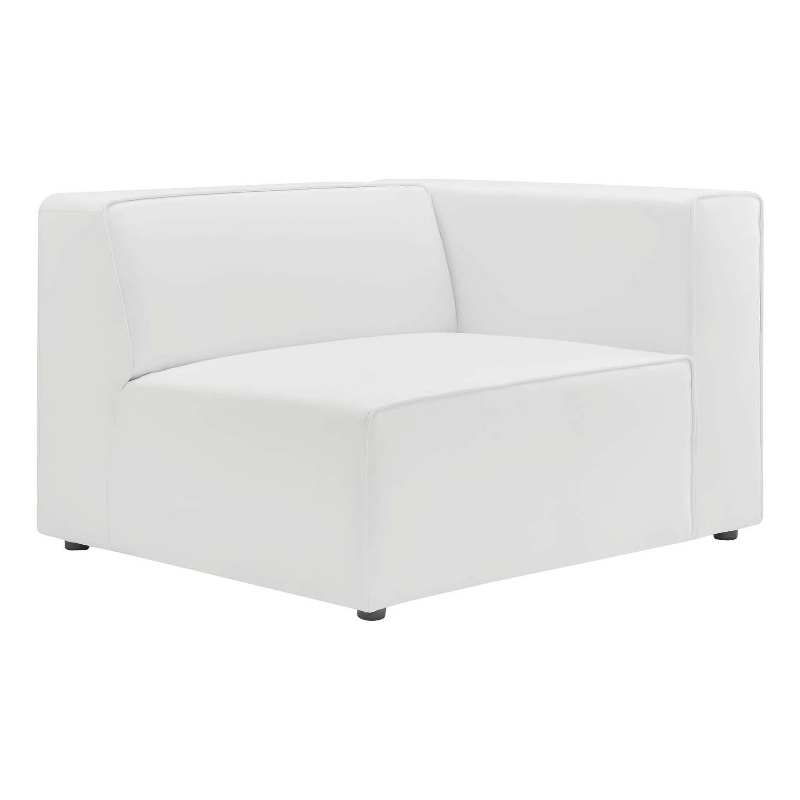Maklaine Modern Faux Leather Right-Arm Chair in White Finish