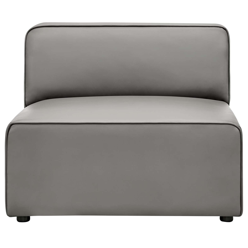 Maklaine Contemporary Faux Leather Armless Chair in Gray Finish