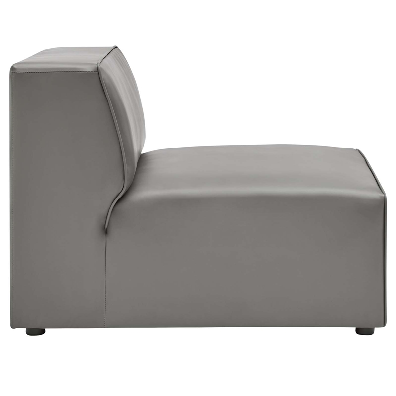 Maklaine Contemporary Faux Leather Armless Chair in Gray Finish