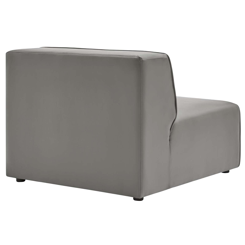 Maklaine Contemporary Faux Leather Armless Chair in Gray Finish
