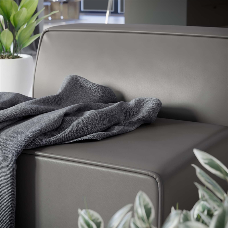 Maklaine Contemporary Faux Leather Armless Chair in Gray Finish