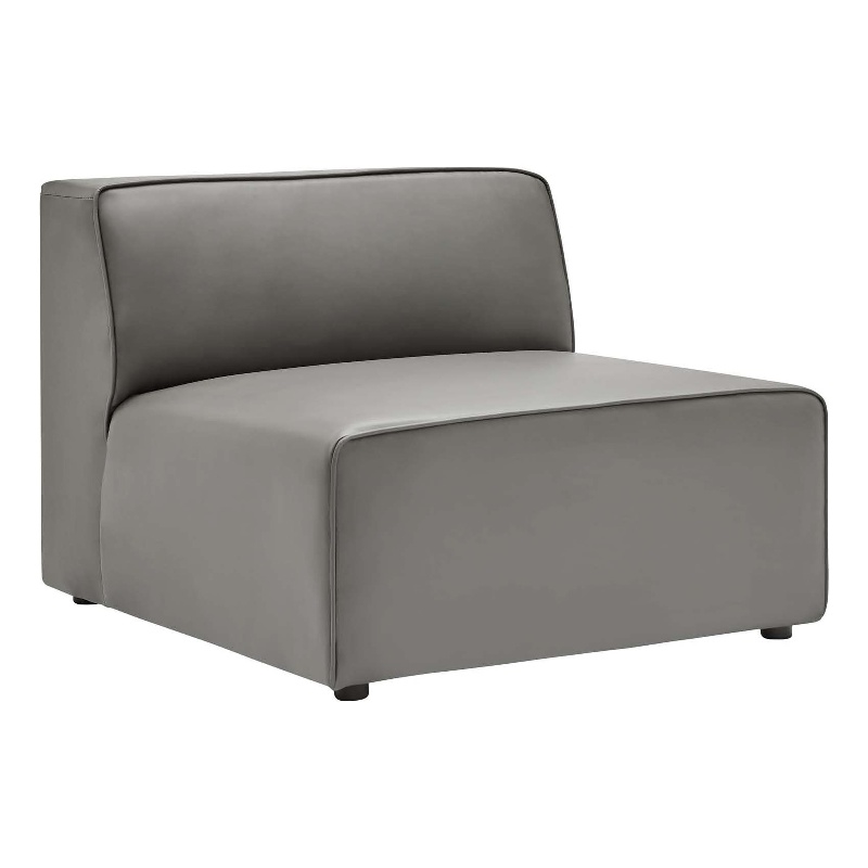 Maklaine Contemporary Faux Leather Armless Chair in Gray Finish