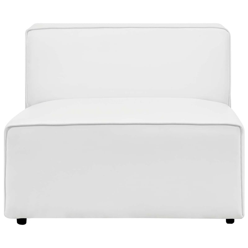 Maklaine Contemporary Faux Leather Armless Chair in White Finish