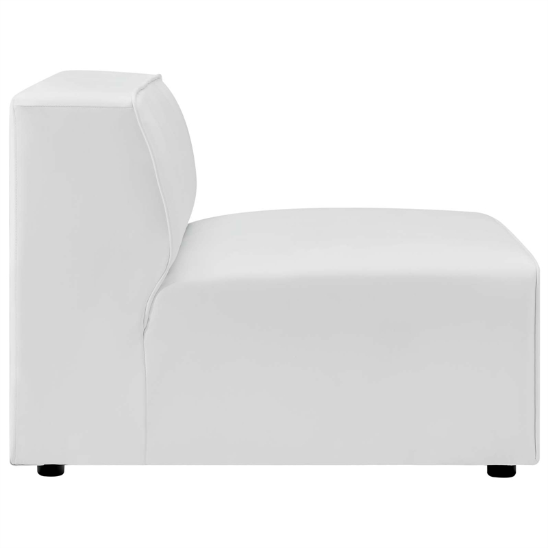 Maklaine Contemporary Faux Leather Armless Chair in White Finish