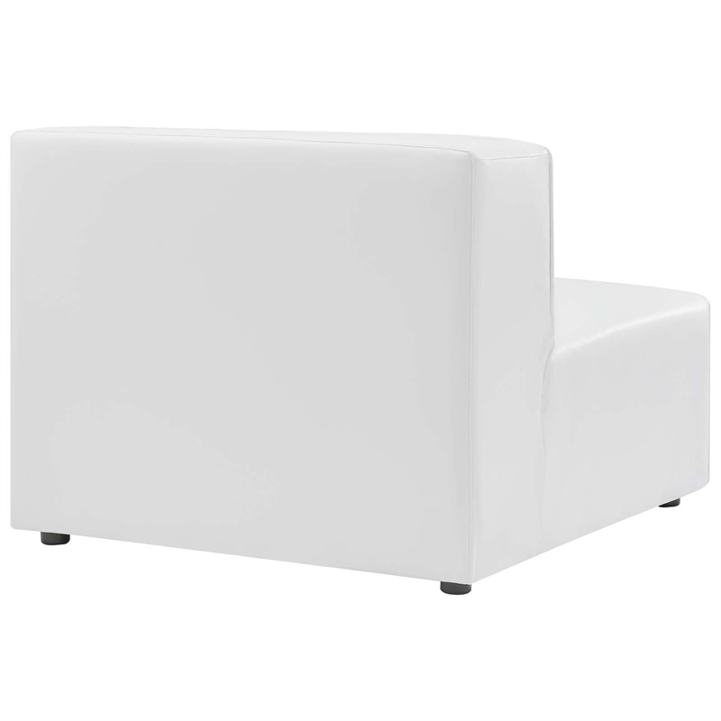 Maklaine Contemporary Faux Leather Armless Chair in White Finish