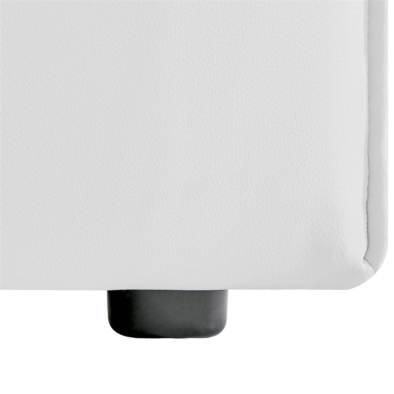 Maklaine Contemporary Faux Leather Armless Chair in White Finish