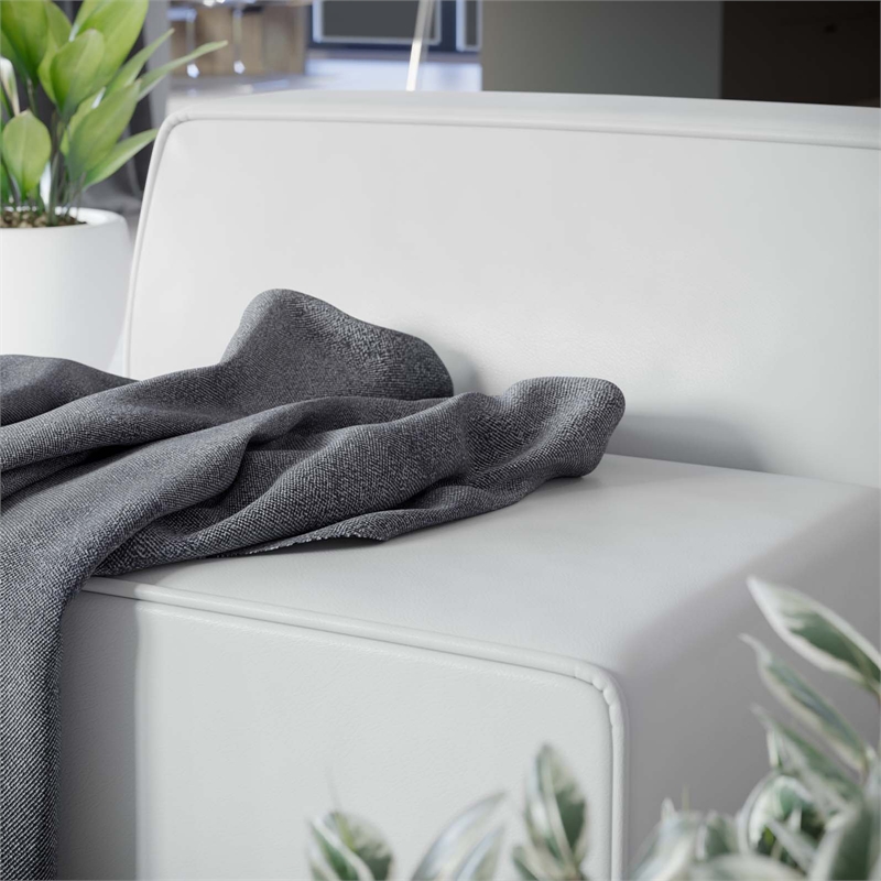 Maklaine Contemporary Faux Leather Armless Chair in White Finish