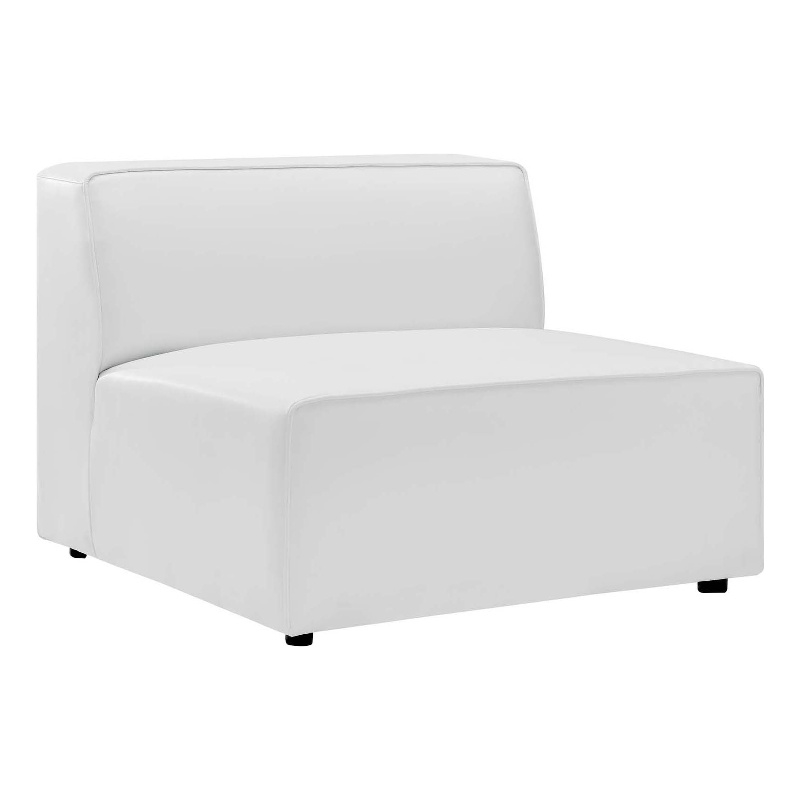 Maklaine Contemporary Faux Leather Armless Chair in White Finish