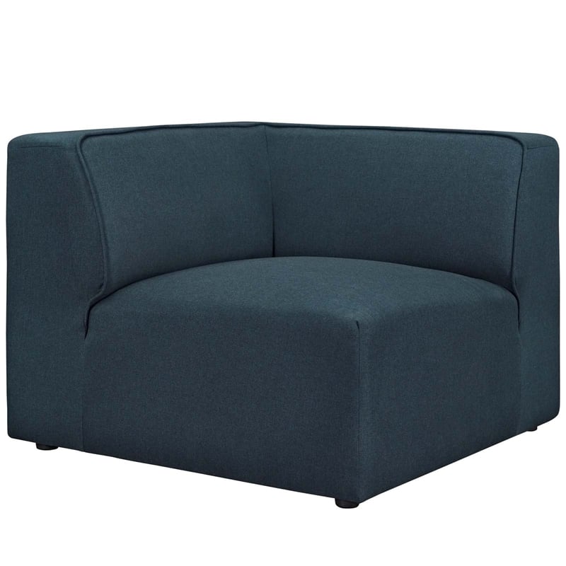 Maklaine Contemporary Polyester Fabric Sofa Corner Chair in Blue