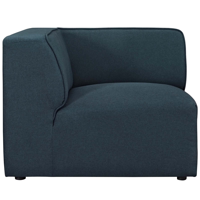 Maklaine Contemporary Polyester Fabric Sofa Corner Chair in Blue