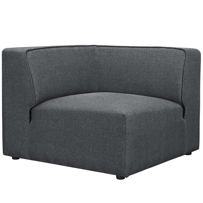 Maklaine Contemporary Polyester Fabric Sofa Corner Chair in Gray