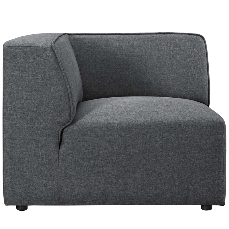 Maklaine Contemporary Polyester Fabric Sofa Corner Chair in Gray