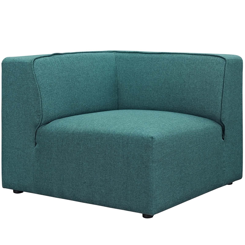 Maklaine Modern Polyester Fabric Sofa Corner Chair in Teal Blue
