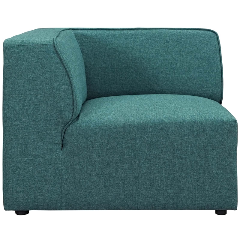 Maklaine Modern Polyester Fabric Sofa Corner Chair in Teal Blue