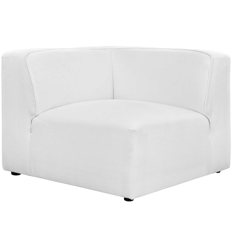 Maklaine Contemporary Polyester Fabric Sofa Corner Chair in White