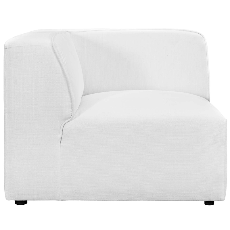 Maklaine Contemporary Polyester Fabric Sofa Corner Chair in White