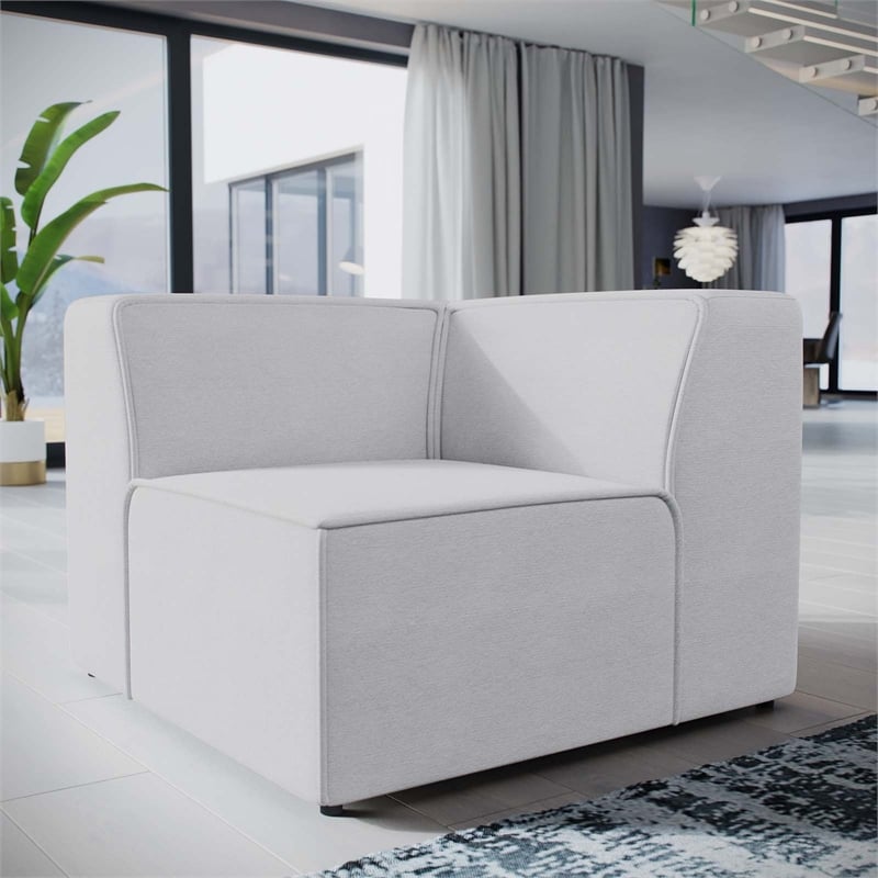 Maklaine Contemporary Polyester Fabric Sofa Corner Chair in White