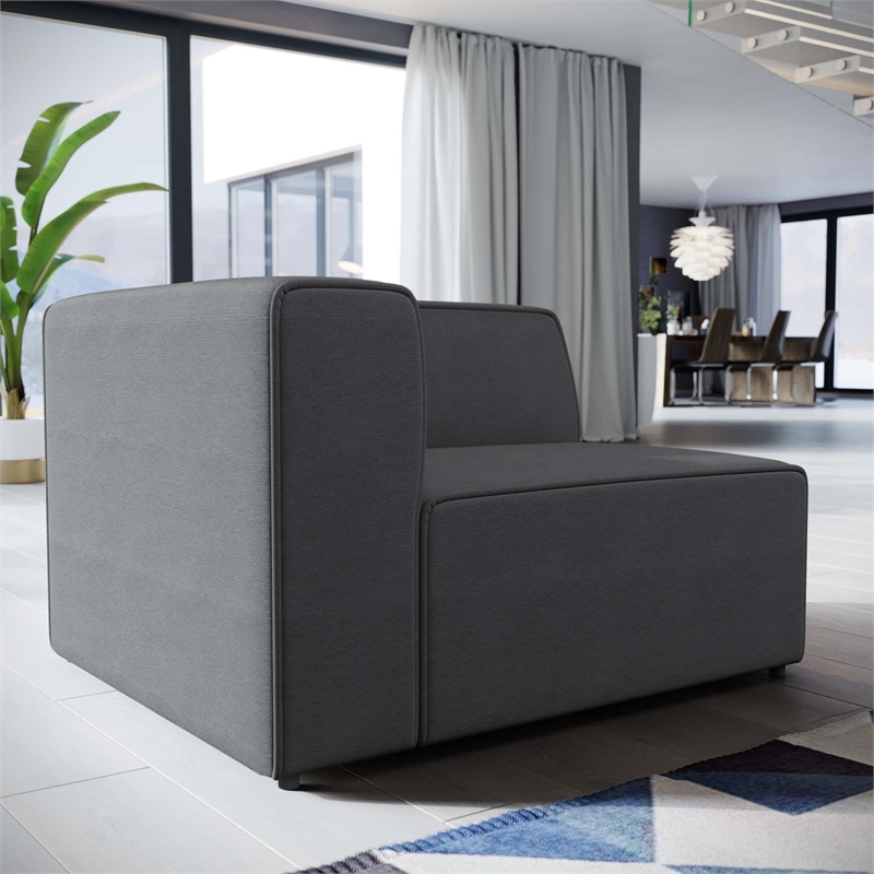 Maklaine Modern Polyester Fabric Left-Facing Sofa Chair in Gray