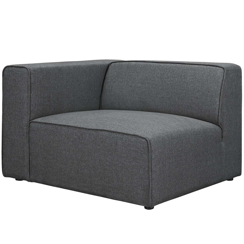 Maklaine Modern Polyester Fabric Left-Facing Sofa Chair in Gray