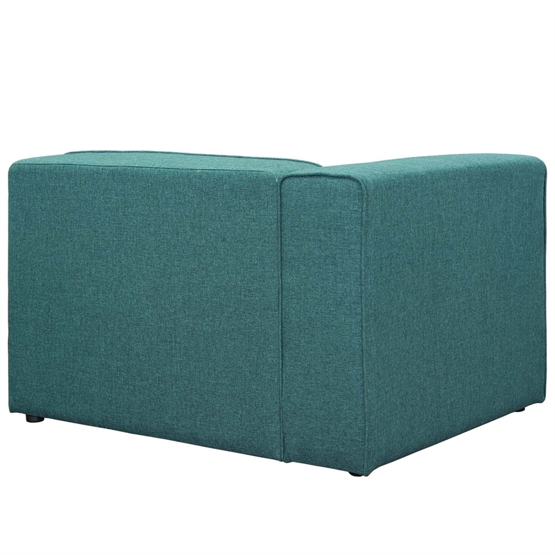 Maklaine Modern Polyester Fabric Left-Facing Sofa Chair in Teal Blue