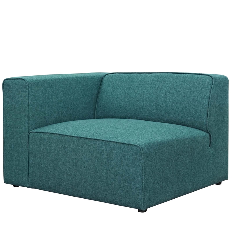Maklaine Modern Polyester Fabric Left-Facing Sofa Chair in Teal Blue