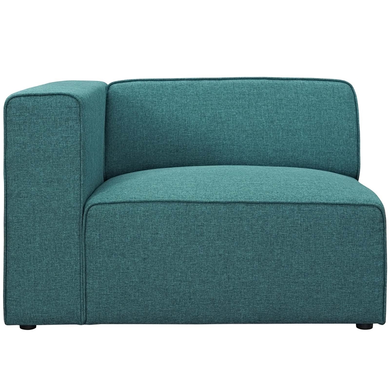 Maklaine Modern Polyester Fabric Left-Facing Sofa Chair in Teal Blue