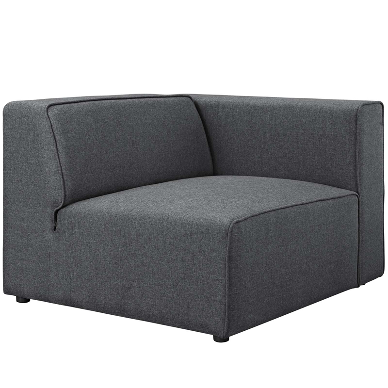 Maklaine Modern Polyester Fabric Right-Facing Sofa Chair in Gray