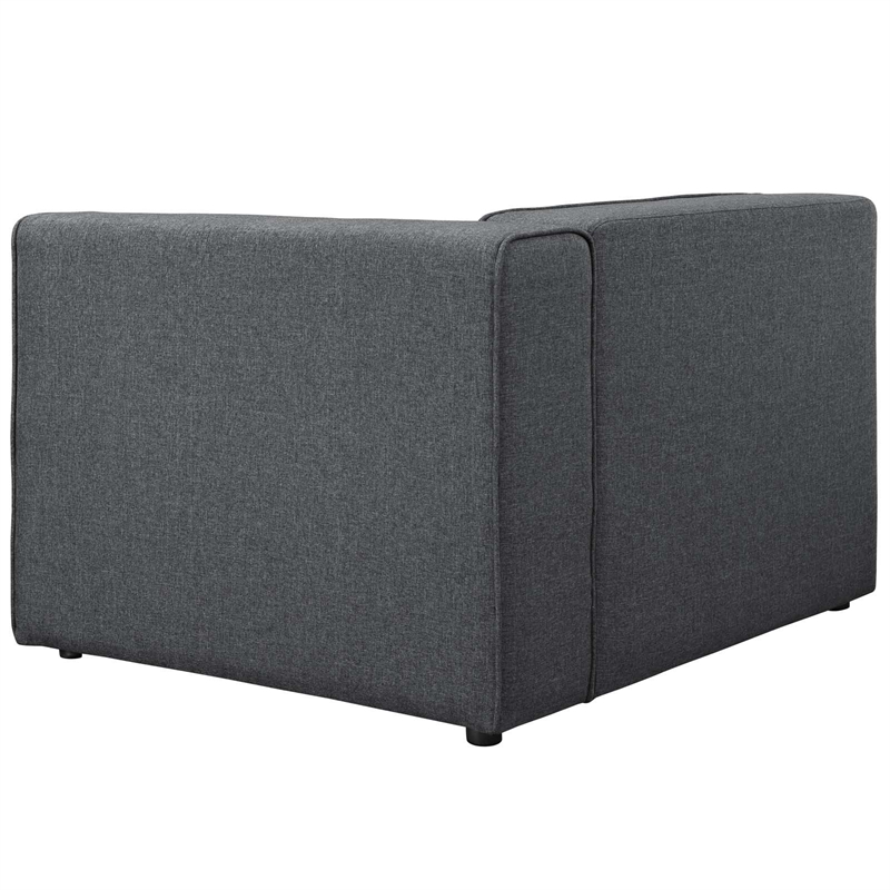 Maklaine Modern Polyester Fabric Right-Facing Sofa Chair in Gray
